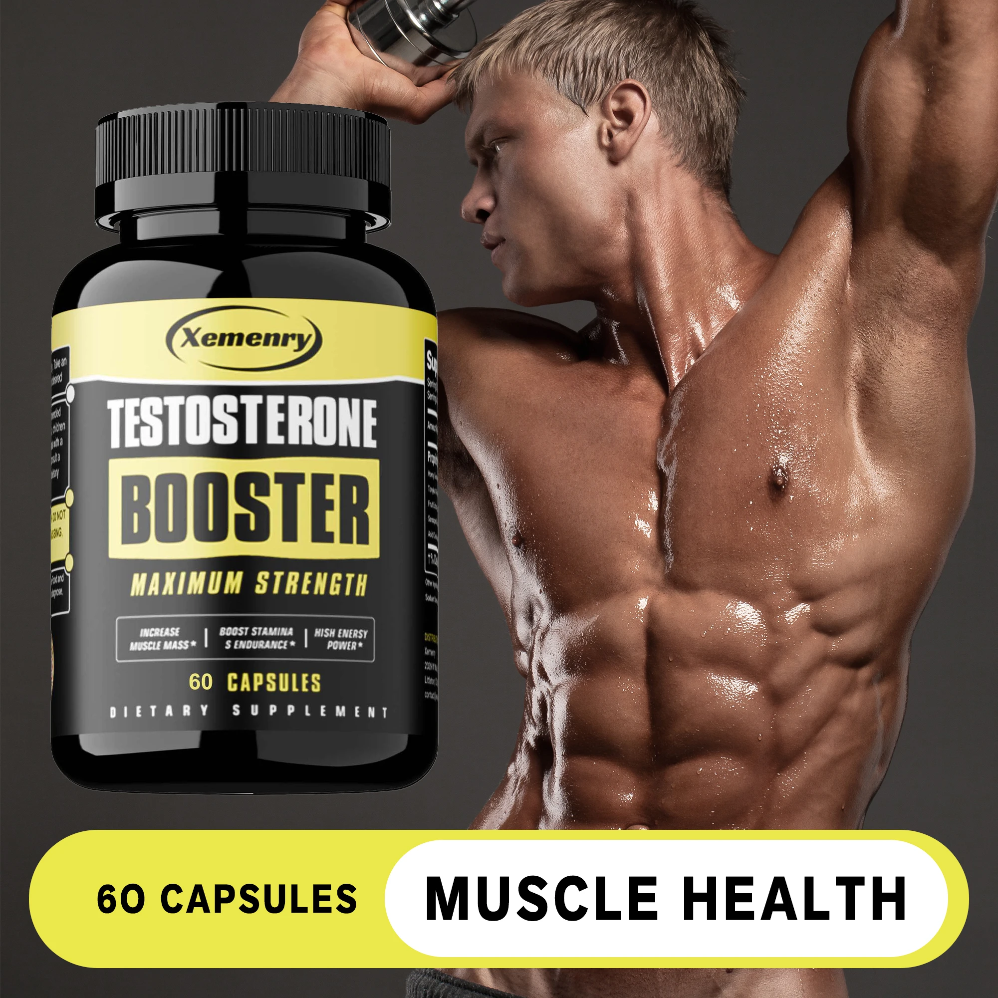 Energy Booster - Promotes Muscle Growth for Men, Muscle Health, Energy - 60 Capsules