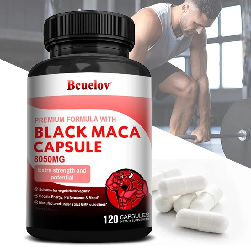 Powerful Black Maca Supplement for Men and Women, Improve Energy, Endurance, Muscle Mass Health, Maca Root Vegan Capsule