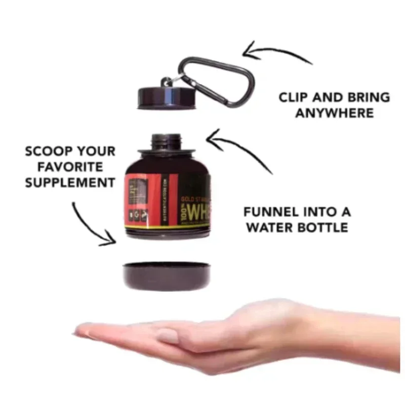 Portable Protein Powder Container Pill Organizer Protein Keychain Sport Nutrition Water Bottle Sport Whey Protein Supplement Cup - Image 2