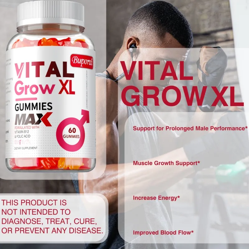 Vital Grow XL Male Gummies - Promotes Muscle Growth and Recovery, Enhances Athletic Performance, Relieves Fatigue - 60pcs - Image 3