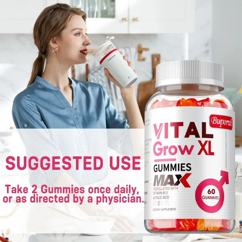 Vital Grow XL Male Gummies - Promotes Muscle Growth and Recovery, Enhances Athletic Performance, Relieves Fatigue - 60pcs - Image 6