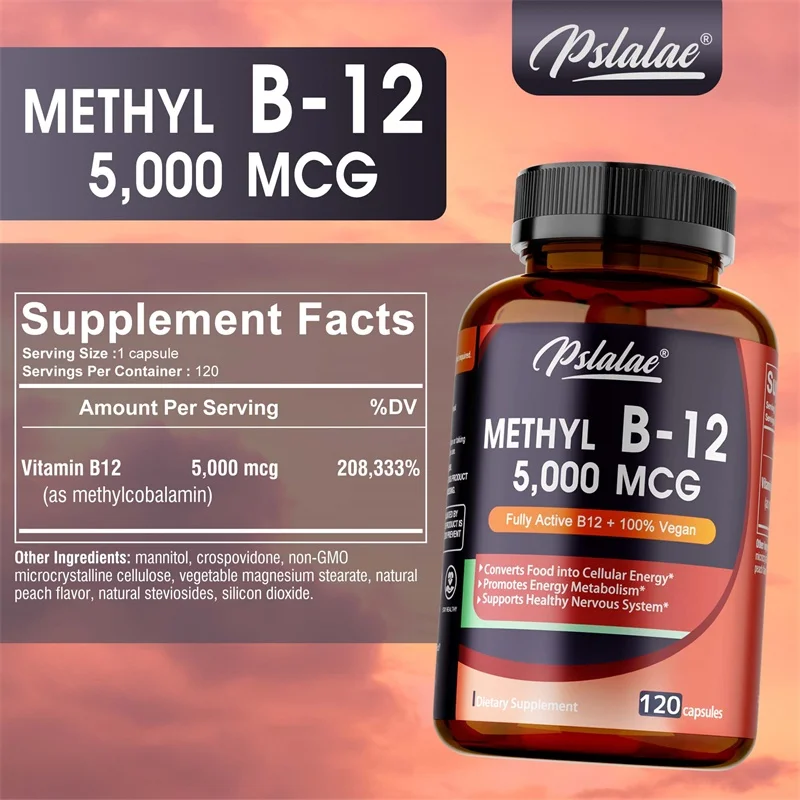 Vitamin B12 - 5000 MCG Supplement -Benefits Brain & Heart Function, Supports Memory, Learning, Helps Boost Natural Energy - Image 2