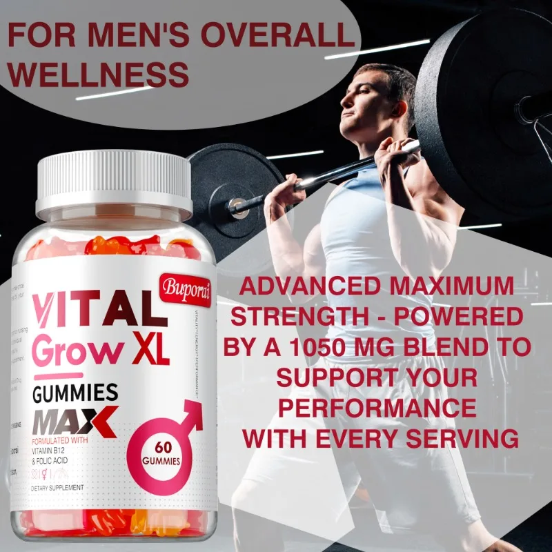 Vital Grow XL Male Gummies - Promotes Muscle Growth and Recovery, Enhances Athletic Performance, Relieves Fatigue - 60pcs - Image 4