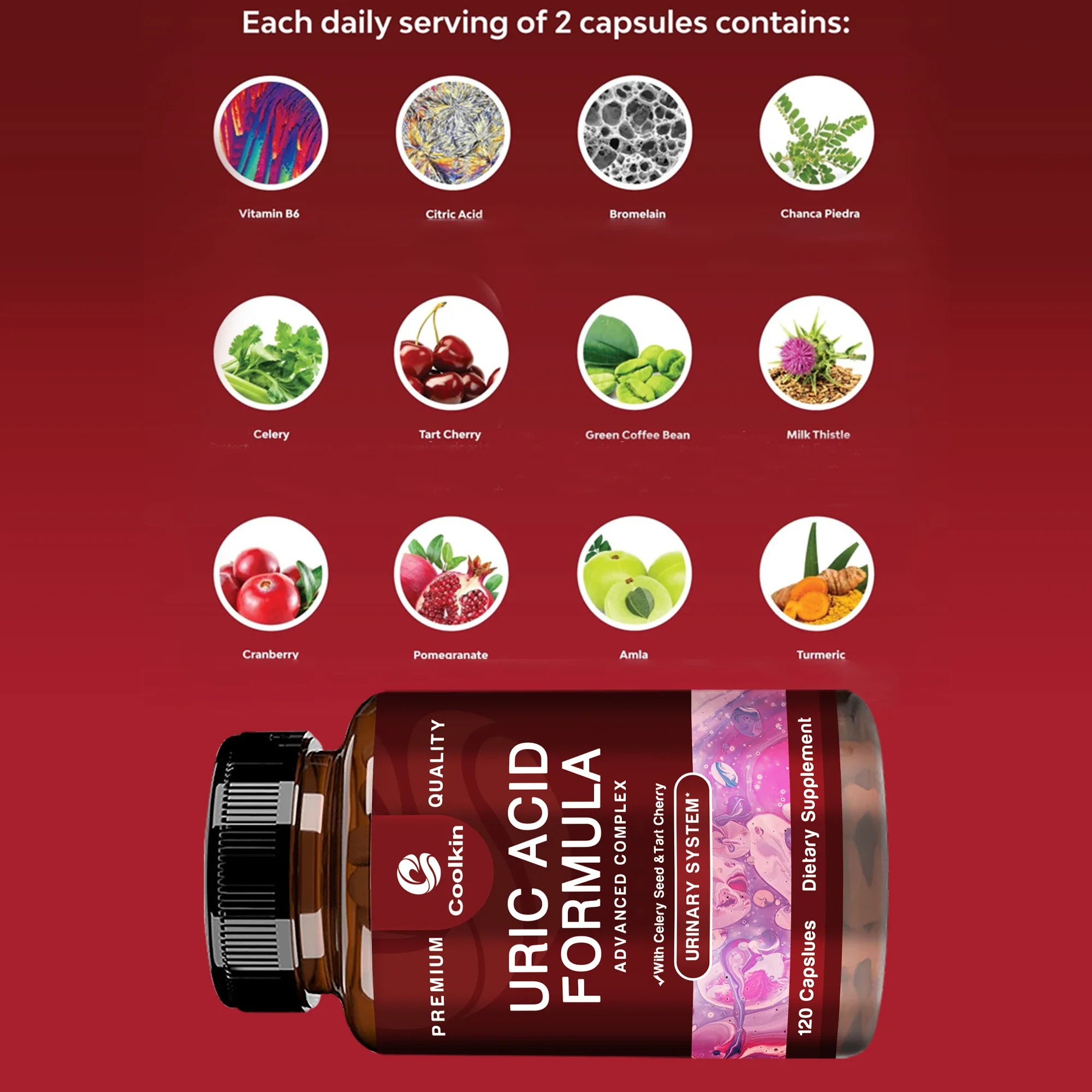 Uric Acid Cleanse Formula - with Celery Seed - Kidney Cleansing, Joint and Muscle Health - 120 Capsules - Image 3