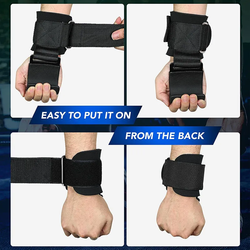 Weight Lifting Hook Grips With Wrist Wraps Hand-Bar Wrist Strap Gym Fitness Hook Weight Strap Pull-Ups Power Lifting Gloves - Image 4