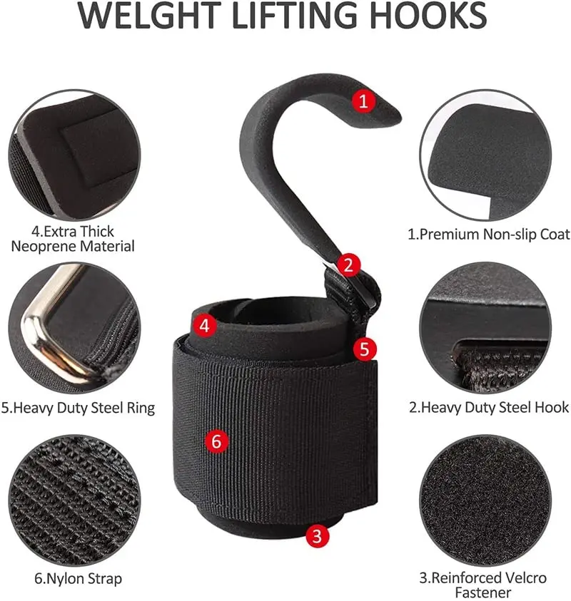 Weight Lifting Hook Grips With Wrist Wraps Hand-Bar Wrist Strap Gym Fitness Hook Weight Strap Pull-Ups Power Lifting Gloves - Image 3